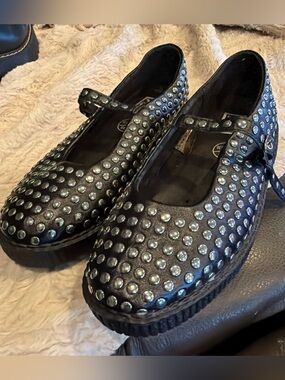 T.U.K Black Studded Mary Jane Flats